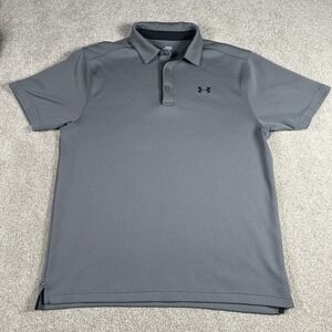 Under Armour HeatGear Loose Fit M Polo Shirt Mens Gray Short Sleeve Medium Sport